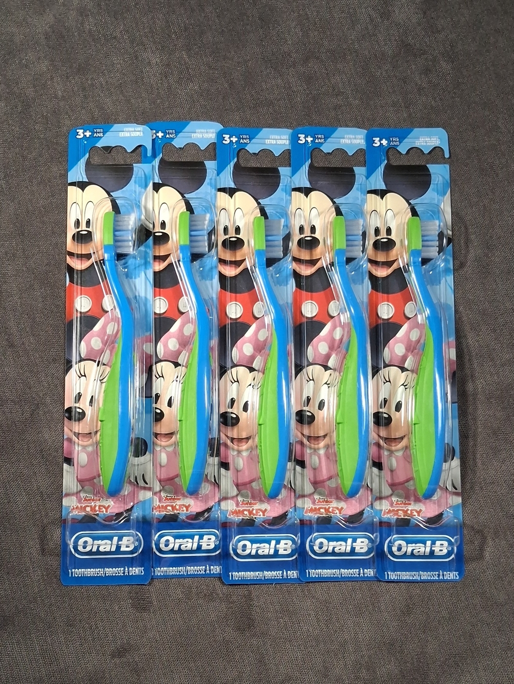 Lot of 5 Oral-B Disney Junior Mickey & Minnie Age 3+ Extra Soft Toothbrushes NEW